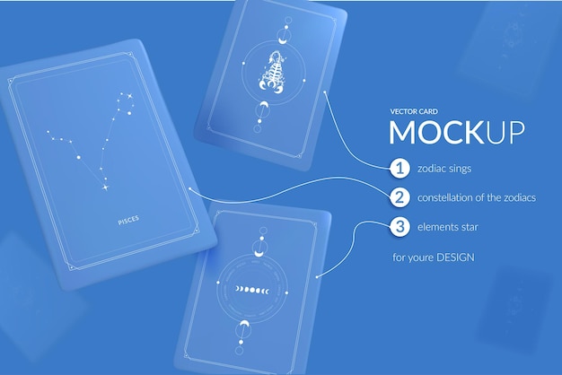 Реалистичные макеты синих карт, плавающих в воздухе