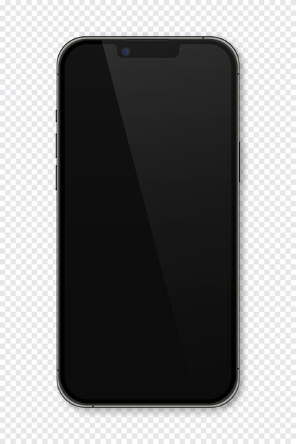 Реалистичная модель смартфона Макет смартфона Устройство вид спереди 3D мобильный телефон с теневой векторной иллюстрацией