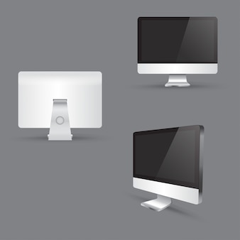 Set di icone monitor realistico moderno computer. schermo del computer