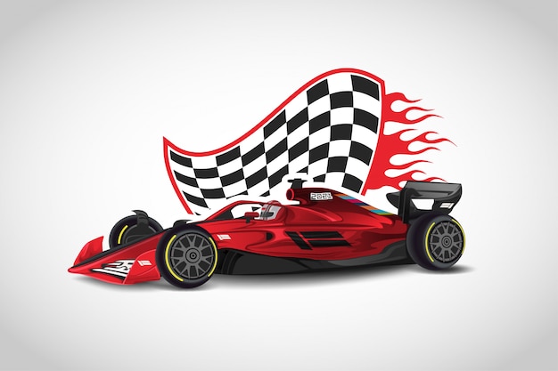 Realistic Modern formula 1 red  racing car  Vector