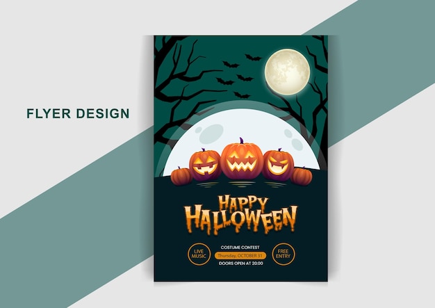 Vector realistic modern halloween night party flyer design template