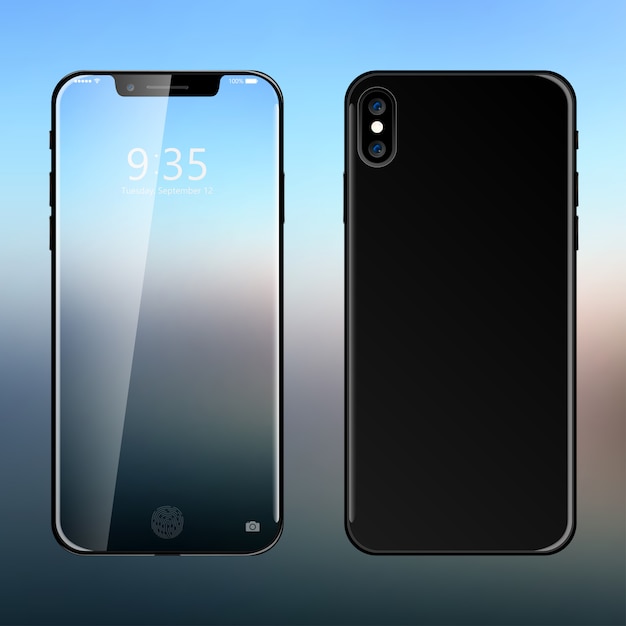 Realistico moderno concetto di design del nuovo smartphone.