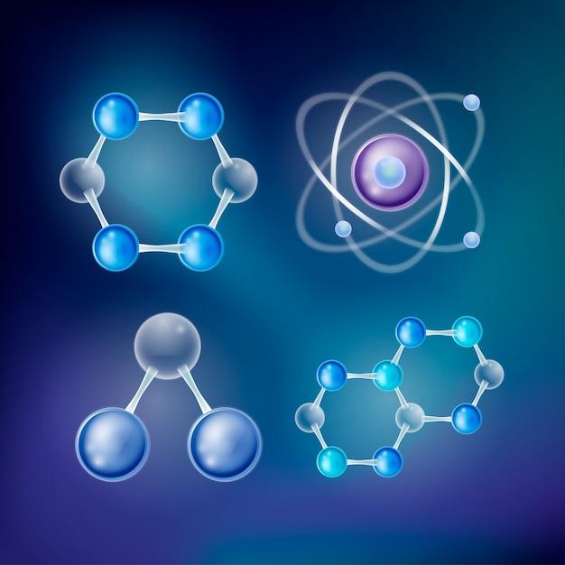 realistic molecules symbol collection