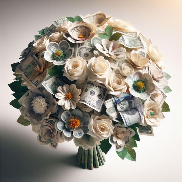 Vector realistic money flowers in full bloom