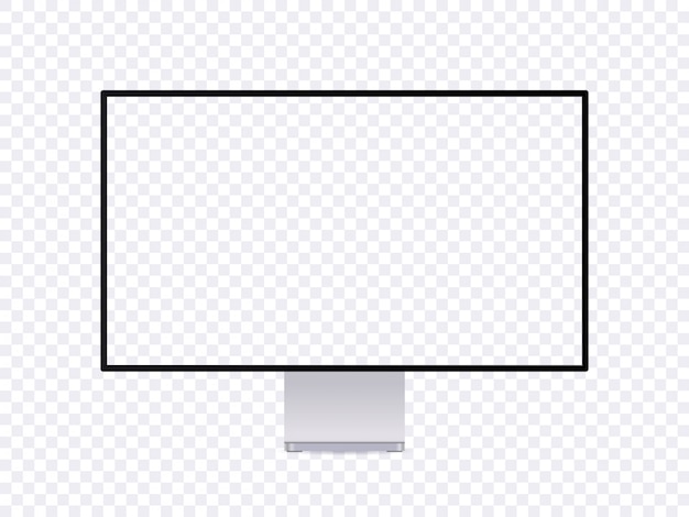 Realistic monitor mockup, modern thin frame computer display with empty place.