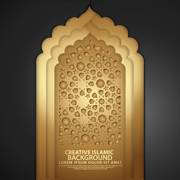 Realistic mosque door, creative islamic luxury background.