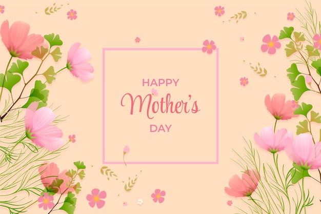 Vector realistic mothers day background with flowers