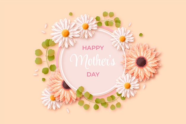 Realistic mothers day background with flowers