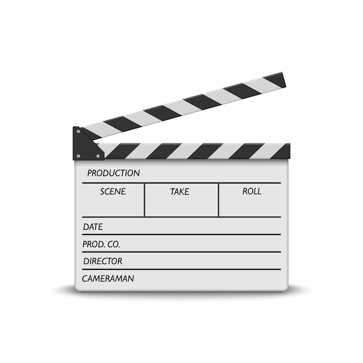Vector realistic movie clapperboard on white 
