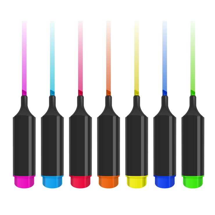 Vector realistic multicolored markers on white background