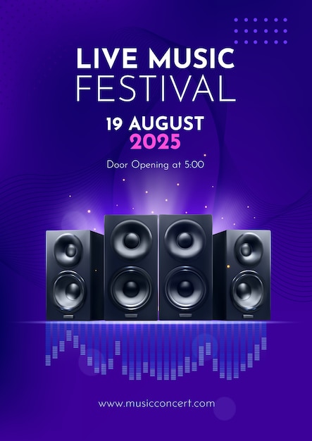 Realistic music concert poster template