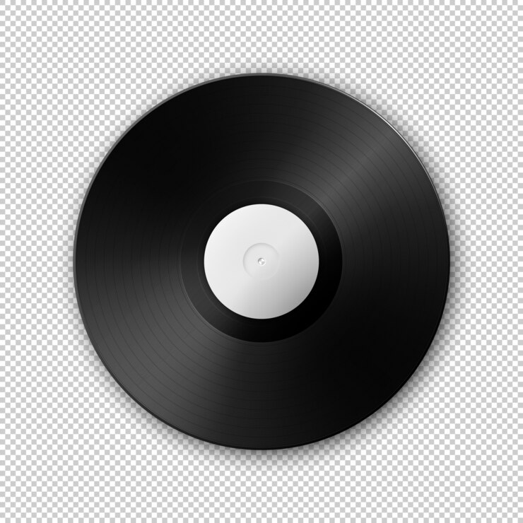 現実的な音楽蓄音機ビニールLPレコードアイコン。レトロなロングプレイのテンプレート。