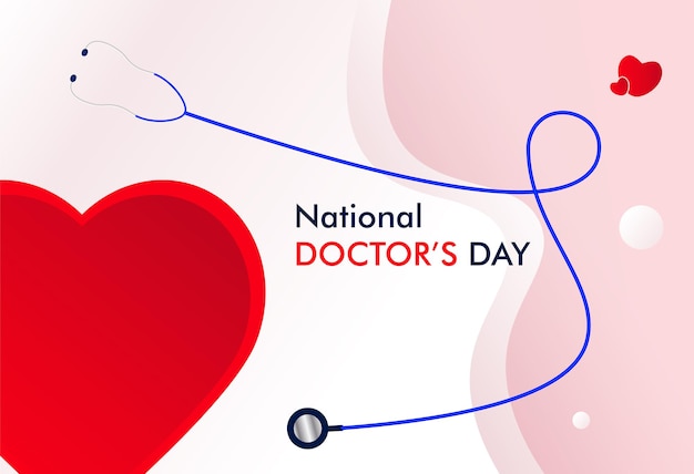 Vector realistic national doctors day illustration with stethoscope and heart