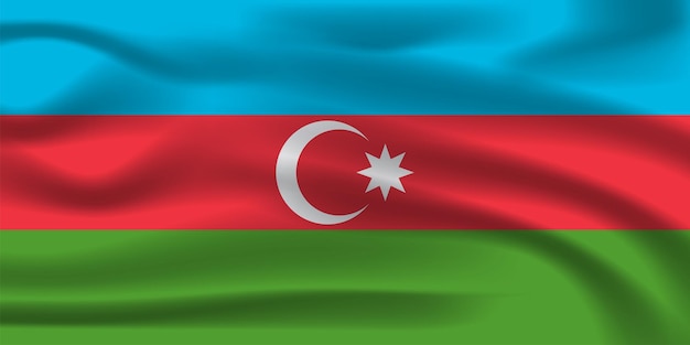 Vettore la bandiera nazionale realistica dell'azerbaigian