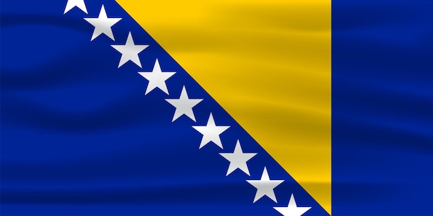 Реалистичный национальный флаг Боснии и Герцеговины