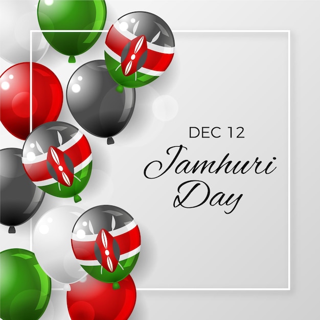 Вектор Реалистичный национальный день кении с воздушными шарами