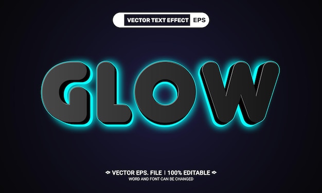 Realistic neon glow editable vector text effect
