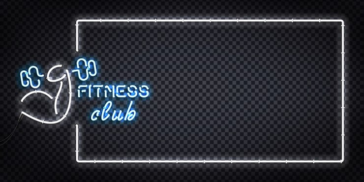 Vector  realistic  neon sign of fitness center frame logo for decoration and covering on the transparent background.