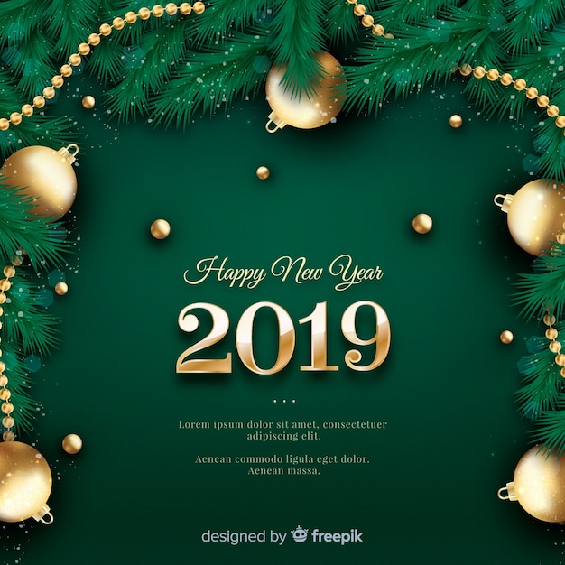 Realistic new year 2019 background