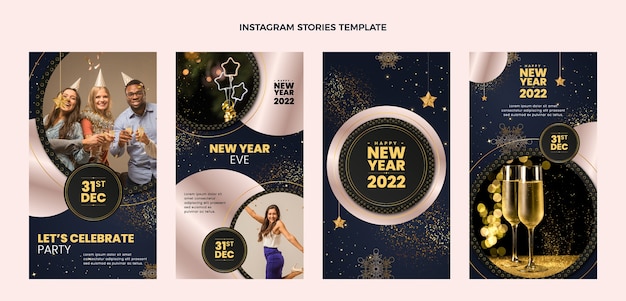Реалистичная коллекция новогодних историй instagram