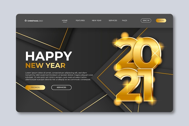 Vector realistic new year landing page template