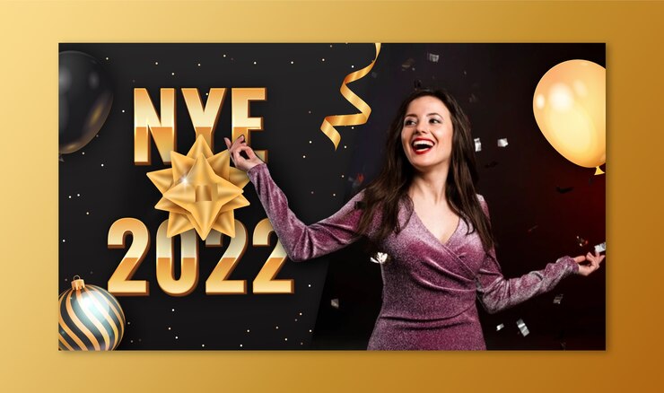 Vector realistic new year youtube thumbnail