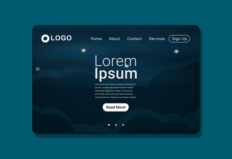 Vector realistic night sky scenery landing page design