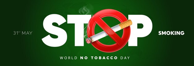 Realistic no smoking sign on black background for may 31st world no tobacco day vector illustration