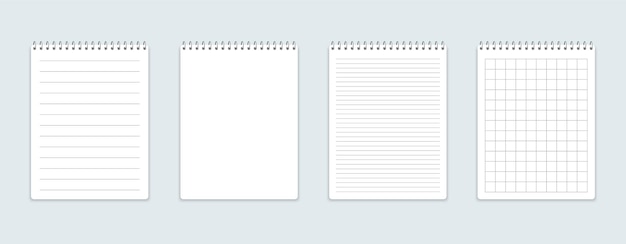 realistic notebook with squared and line sheets.