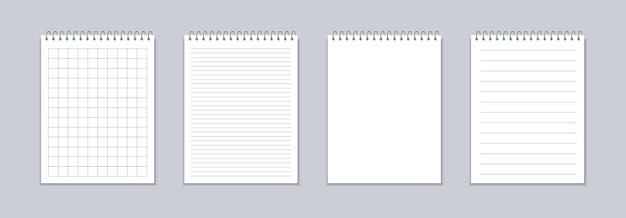 realistic notebook with squared and line sheets.