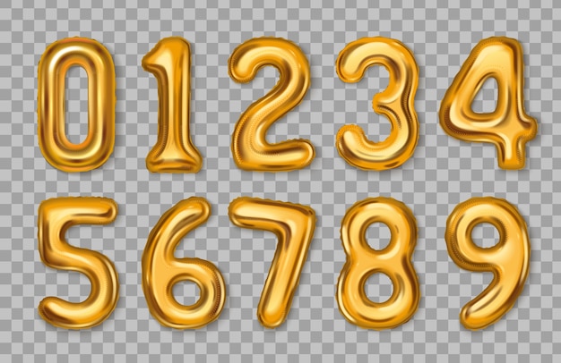 Realistic number balloons set