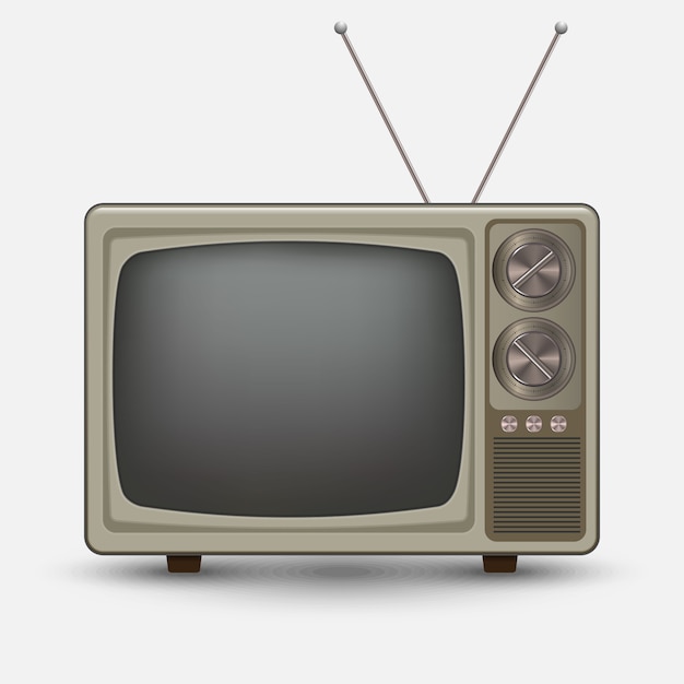 Realistic old vintage TV. Retro televesion. Illustration on white background