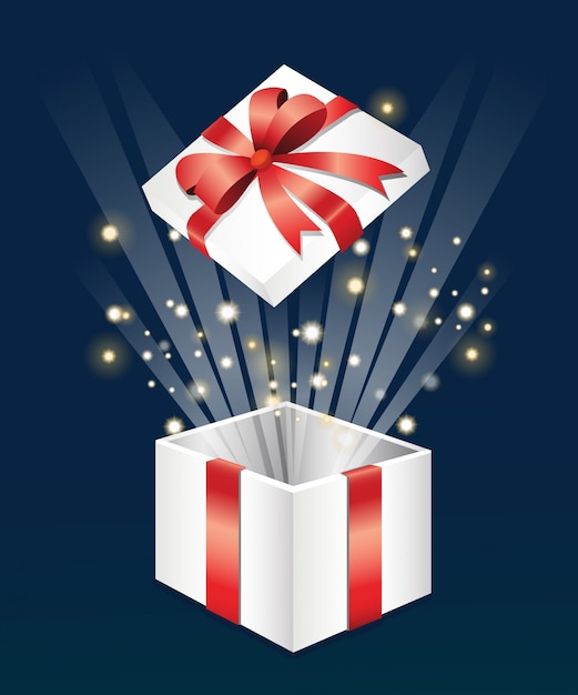 Vector realistic opened surprise gift box