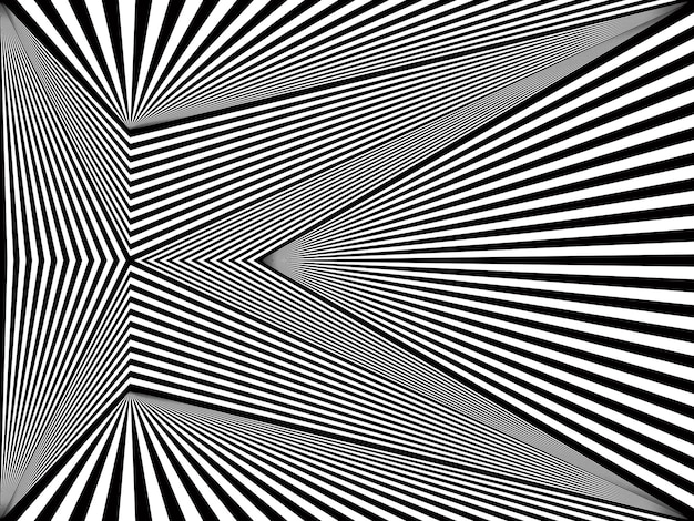 Вектор Реалистичная оптическая иллюзия фонового рисунка. черно-белый гипнотический фон.
