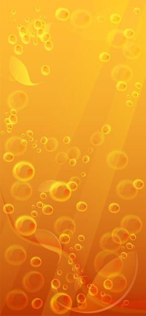 Realistic orange juice Refreshing citrus lemonade with air bubbles of gas Vertical flyer template for invitation for a summer holiday or festival