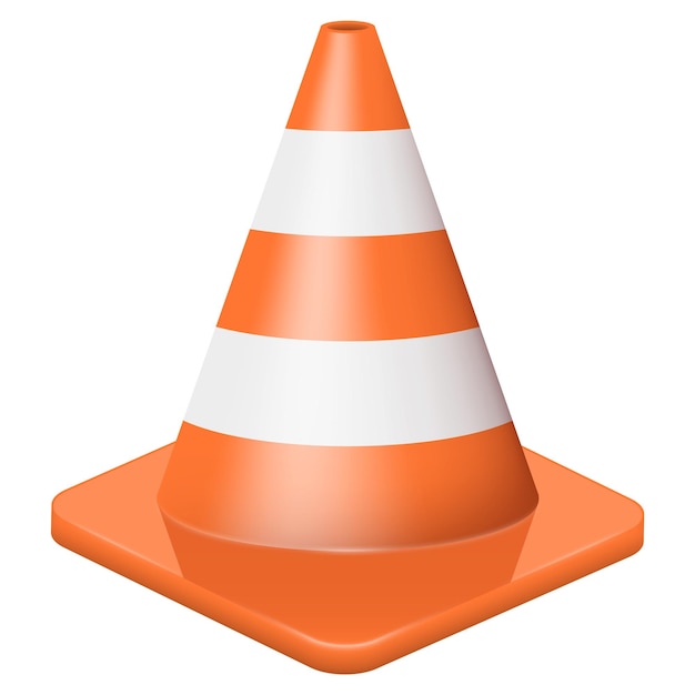 Vector realistic orange plastic striped traffic cone vector illustration eps 10