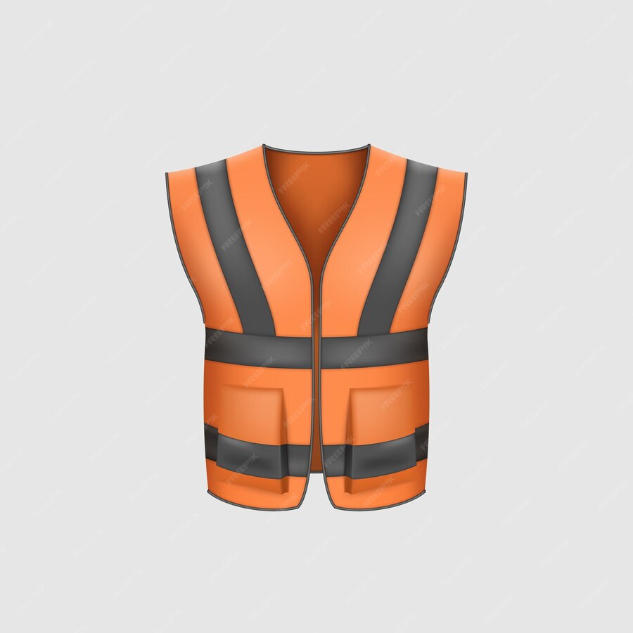 Premium Vector | Realistic orange safety vest Protective uniform