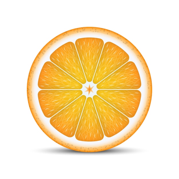 白い背景に分離されたリアルなオレンジスライス