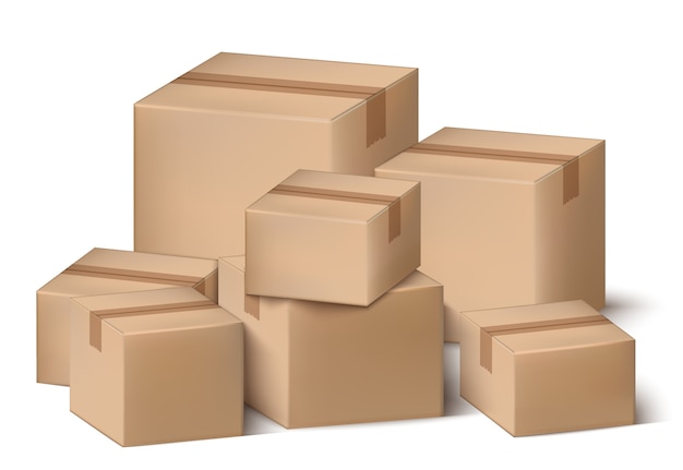 Vector realistic packaging box composition background