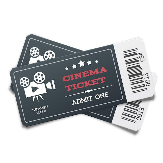 Vector realistic  pair of modern black movie tickets isolated