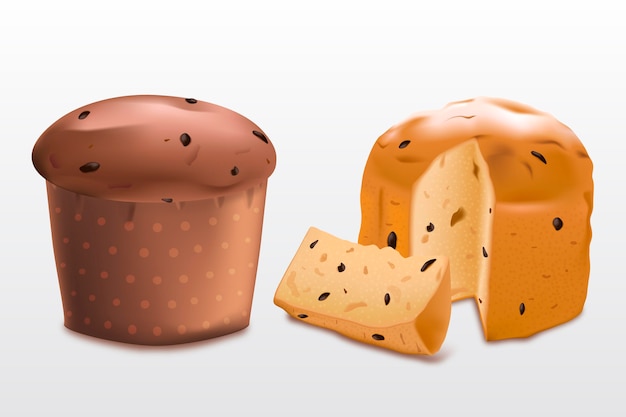 Vector realistic panettone concept