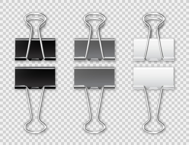 벡터 현실적인 종이 바인더 컬렉션 금속 종이 클립 홀더 디자인 모 ⁇   ⁇ 터 일러스트레이션