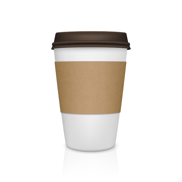 realistic paper coffee cup with reflection