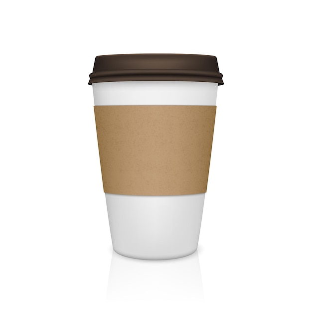 Vector realistic paper coffee cup with reflection