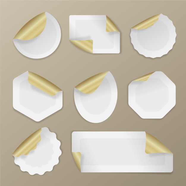 Vector realistic paper sticker collection