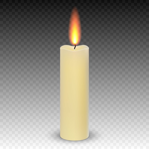 Realistic paraffin burning candles isolated