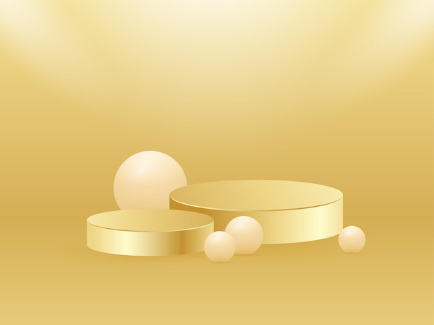 Realistic pearl and round gold podium studio spotlight