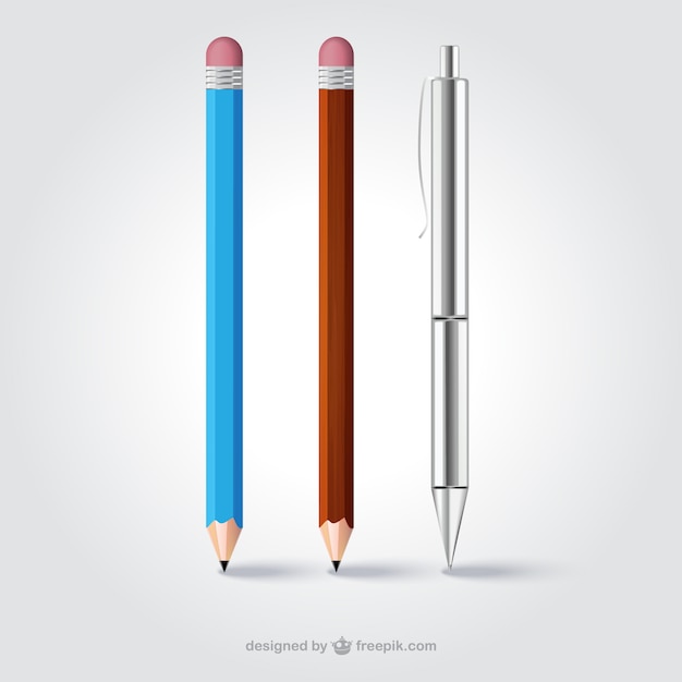 Vector realistic pencils and pen