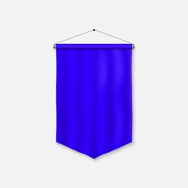 Realistic Pennant Template. Blank 3D Flag. 