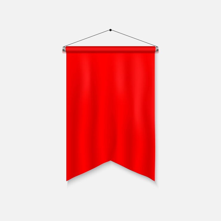 Vector realistic pennant template. blank 3d flag. 